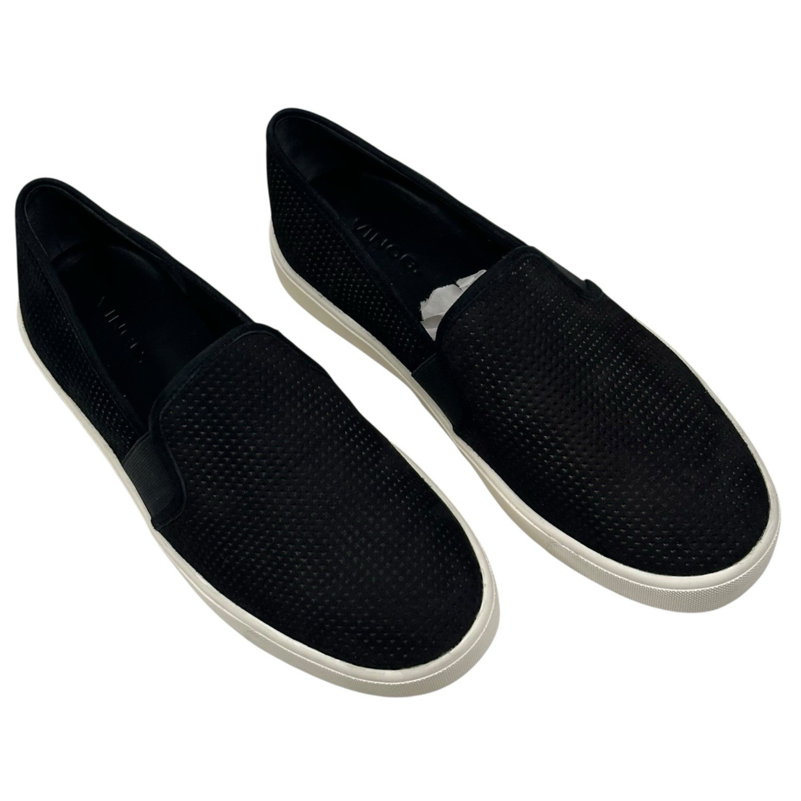 Vince Blair Black Suede Perforated Womens Slip On Sneakers Size 7m New $176